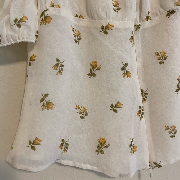 Reformation Berry Crop, Puff Sleeve Top in Rosebud, Sz 0 (NWOT) - Picture 7 of 8